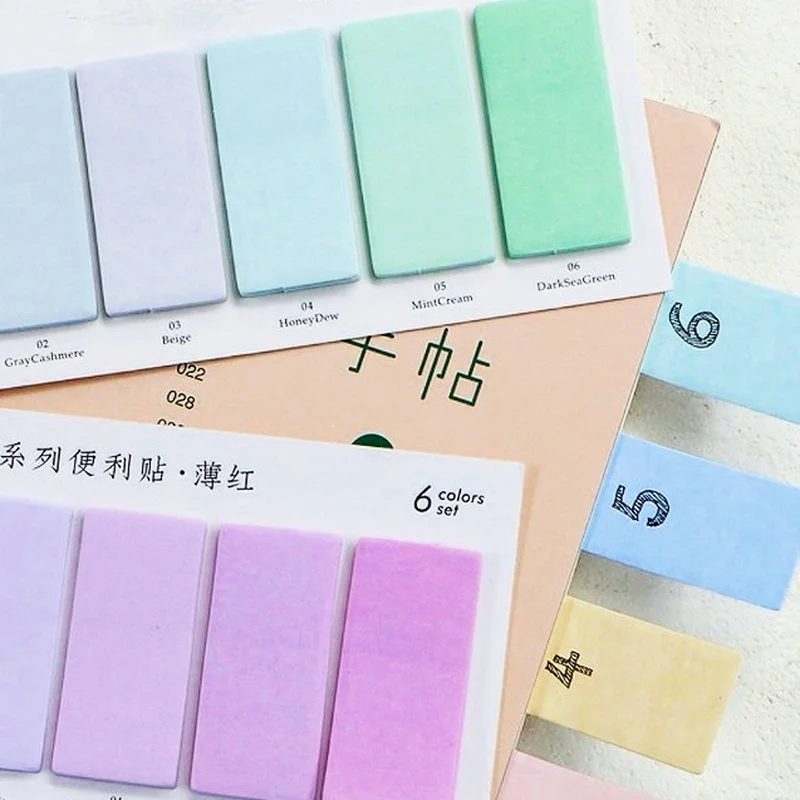 

6 Colors Set Cute Novelty Sticky Notes Memo Pad Index Sticker Bookmark Page Flag Sticker School Office Stationery Supplies