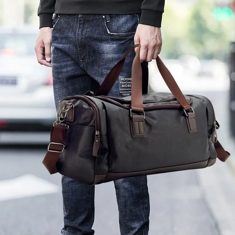

2022 New Casual PU Leather Travel Duffel Bag Large Capacity Travel Bags Men Messenger Handbags KL880