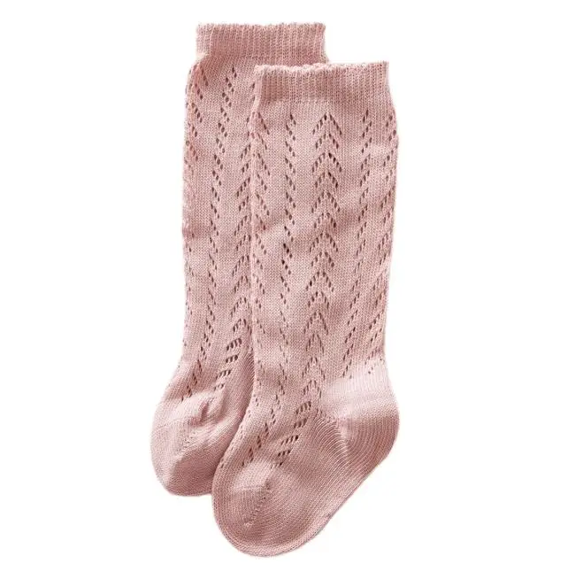 Calcetines hasta la rodilla ahuecados para ni&ntilde;os y ni&ntilde;as, medias c&oacute;modas de Color s&oacute;lido, a la moda-5