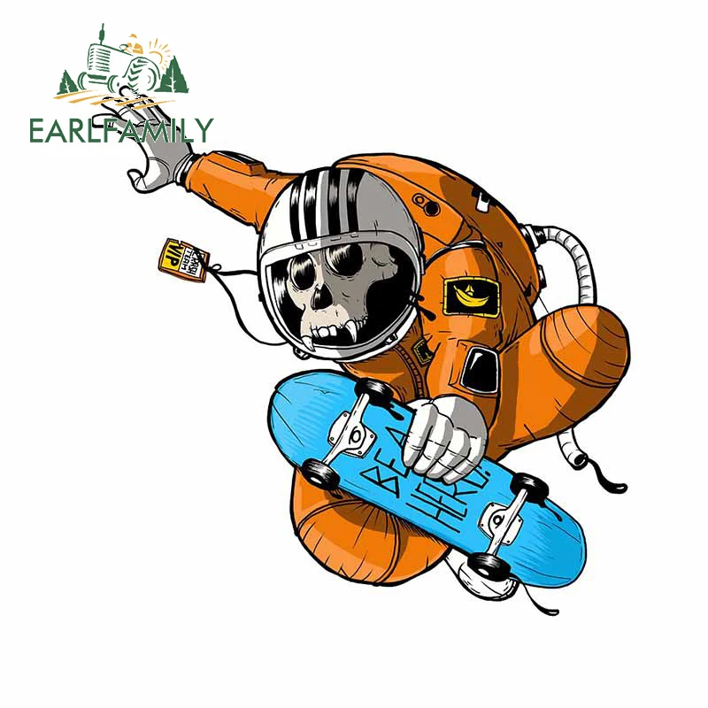 

EARLFAMILY 13cm x 13cm for Skateboard Astronaut Skeleton Car Sticker Windshield Car Sticker Surfboard Personality Decoration