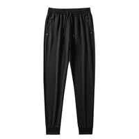 mens athletic sweatpants elastic waist drawstring stretchy pants workout fashion running jogger trousers with zipper pockets