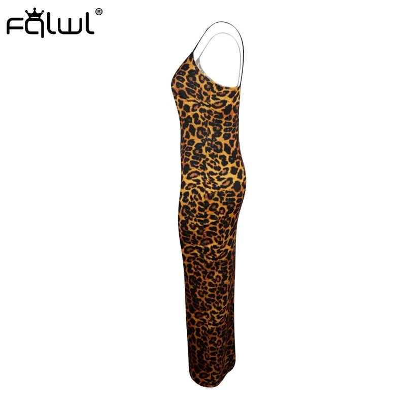 Сексуальное облегающее леопардовое платье FQLWL на бретелях-спагетти женское