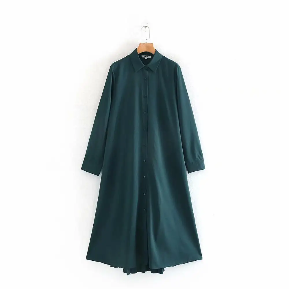 Новинка 2020 женское модное однотонное Плиссированное Платье рубашка с отложным