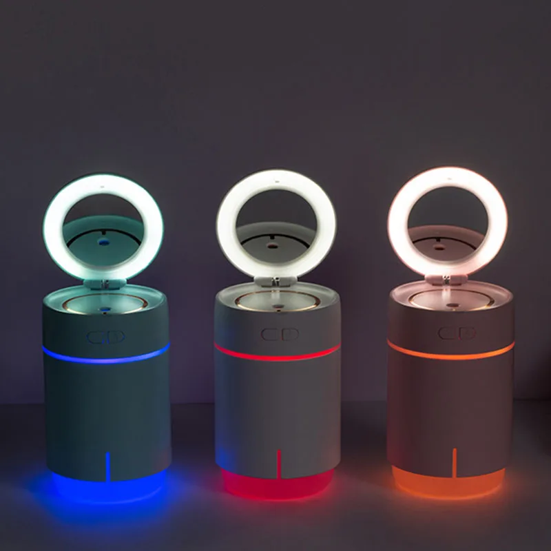 

2 in 1 Humidifier Makeup Mirror Portable Humidifier Home Car Office Humidifiers with Colors Night Light ,400Ml