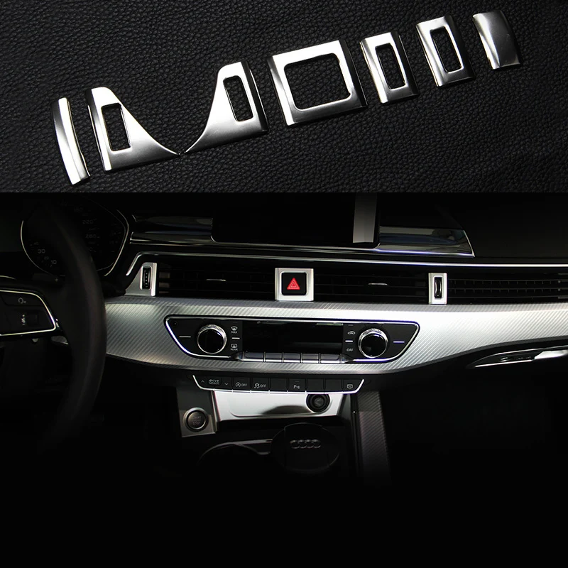 

Car Accessories 7pcs Stainless Center Air Conditioner Switch Adjust Cover Trim For Audi A5 2018 & A4 B9 2017-2018