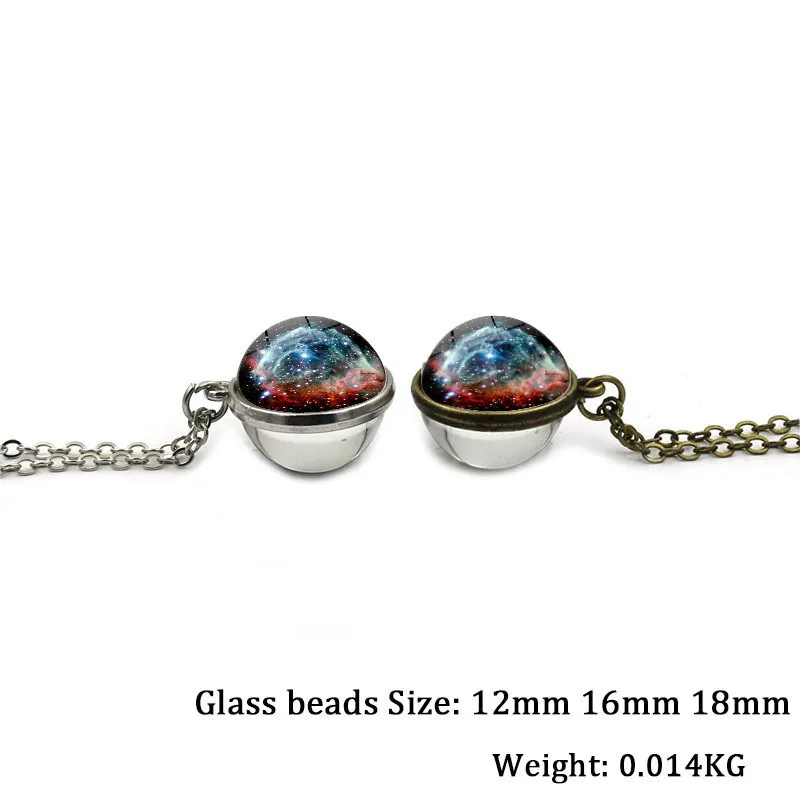 

Galaxy Nebula double-sided Glass Orb Timepiece pendant necklace retro sweater chain 008