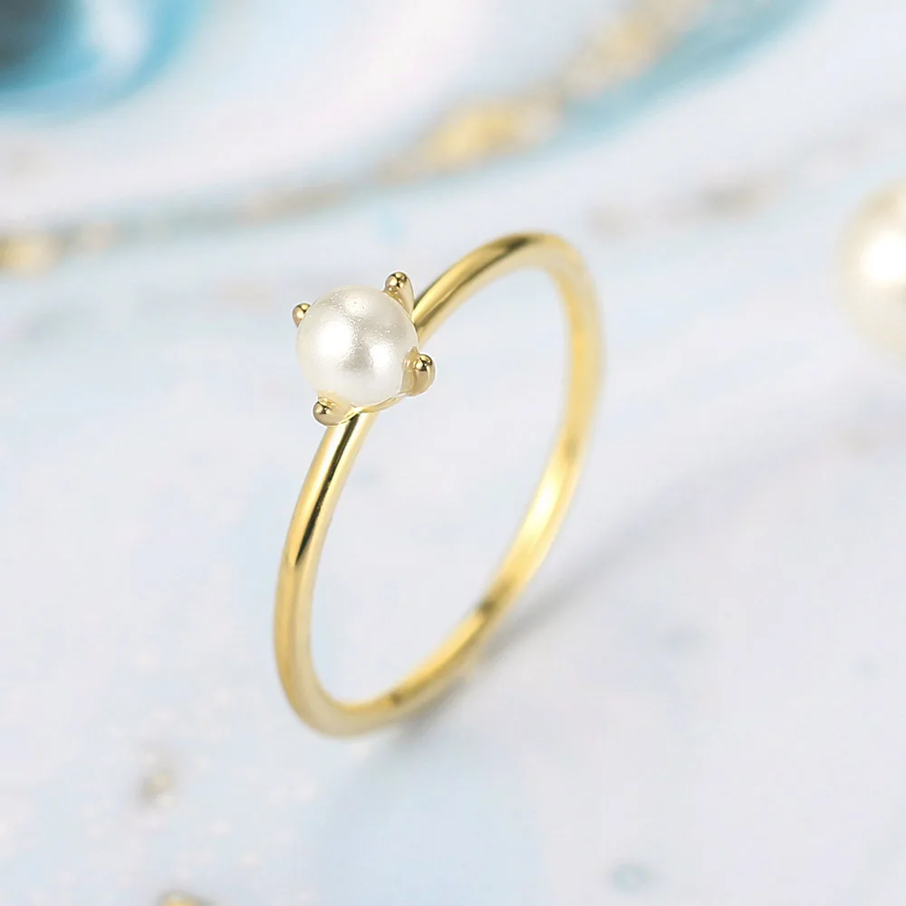 

14K Gold Plated Pearl Rings for Women Brass Thin Gold Rings Cute Classic Ethinc Party Holiday Daily Engagement Luxury Jewelry