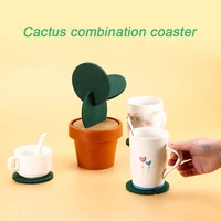 coasters diy cactus coaster set novelty gift non slip tea coffee cup holder coasters heat insulation pad home decor kitchen tool