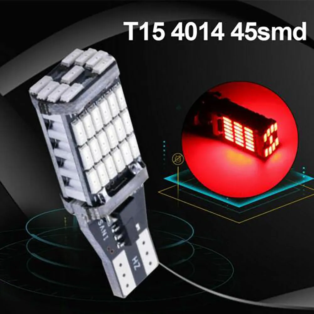 

2 шт., светодиодные лампы T15 45SMD 6000K W16W 4014