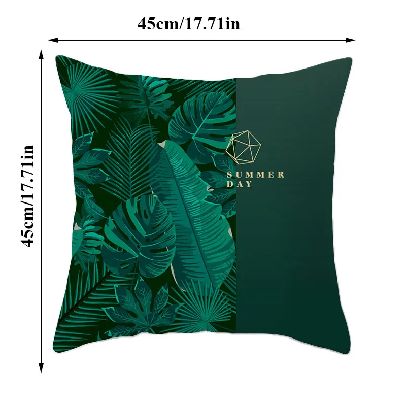 

45*45cm Green Tropical Leaf Cushion Cover Plant Pillowcase Throw Pillow Cover Sofa Home Decor Summer Day Decorative Pillowslip