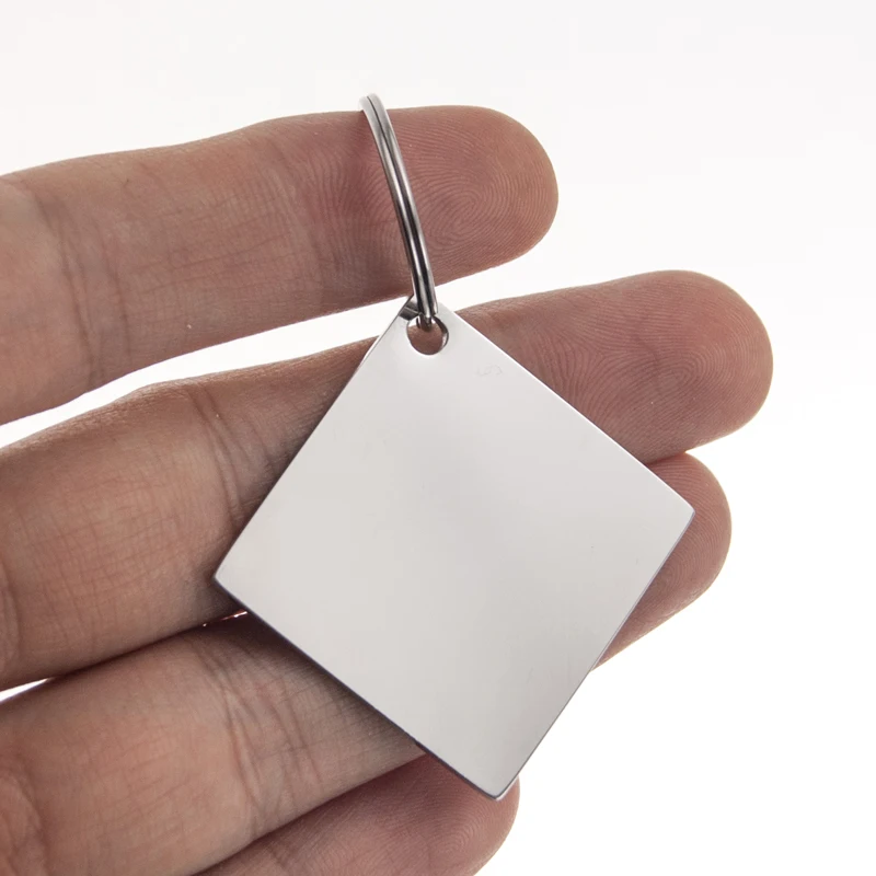 

100% Stainless Steel Pendant For Identifier Keychain Blank Metal Square Plates For engrave Keychain