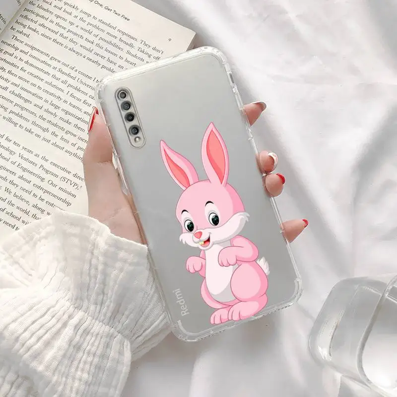 

Cute cartoon Rabbit pink heart Phone Case Transparent For Xiaomi Redmi K30 10T 10X 9 9A 8 8A 7 7A 6 K40 T S PRO 5G