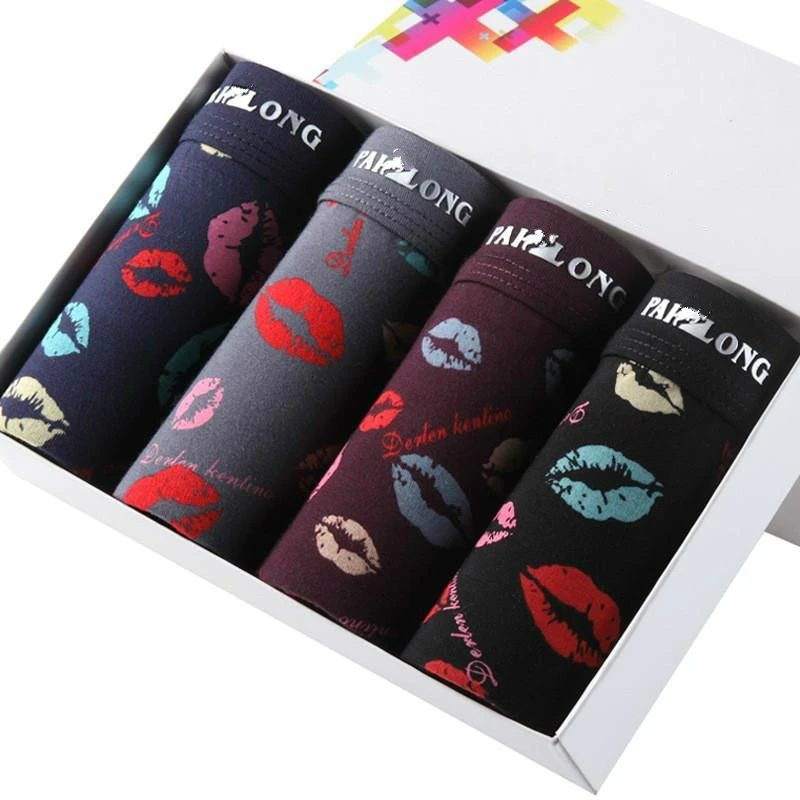 Трусы боксеры мужские 4 шт. модал пикантное нижнее белье с принтом подарок для