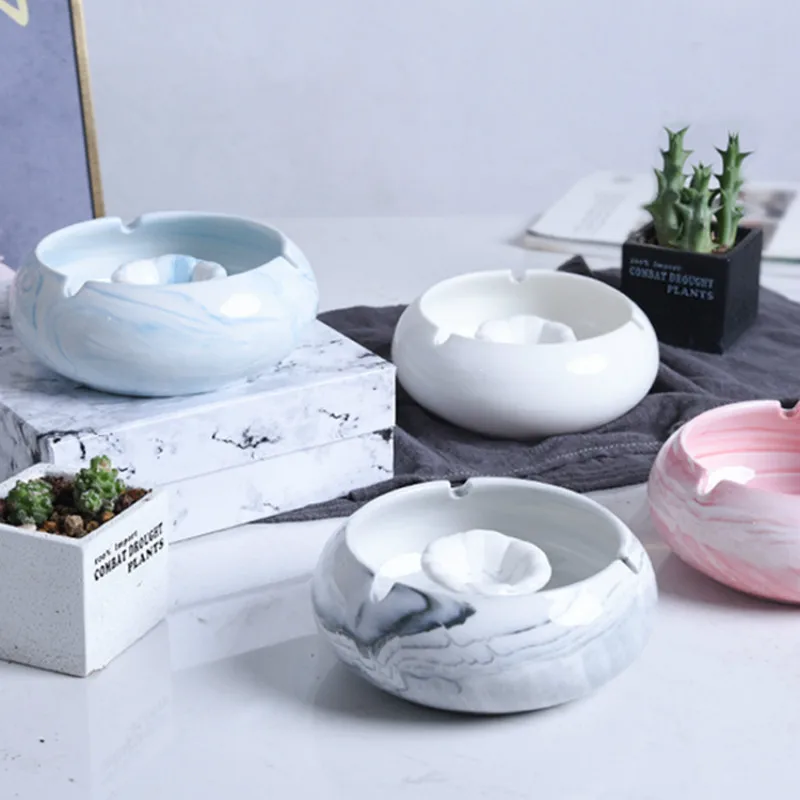 Пепельница для дома и гостиной простая модная керамическая с белым мрамором