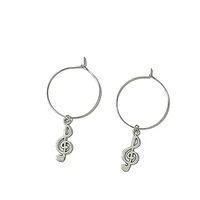 music notes earrings music notes hoops alloy earrings antique silver color 3cm hoops gift for music lovers