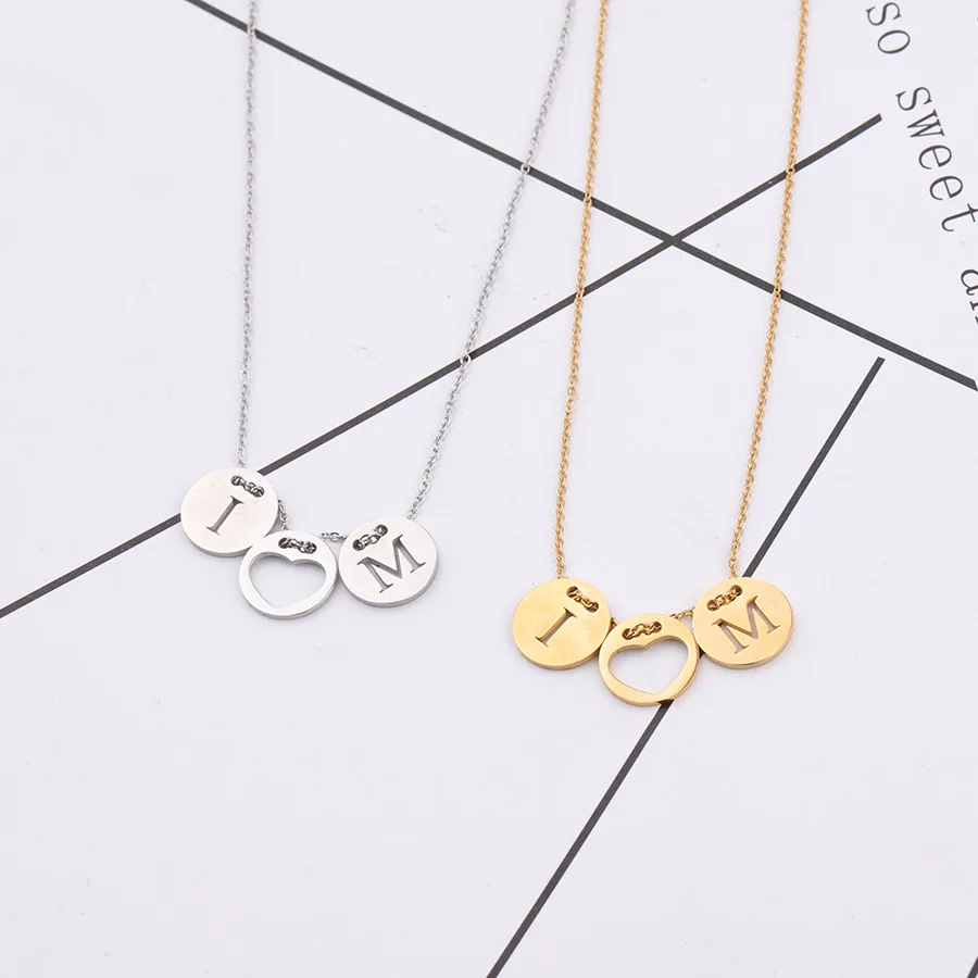 3 шт./компл. алфавитные ожерелья с буквой и подвеской для женское дисковое буквы