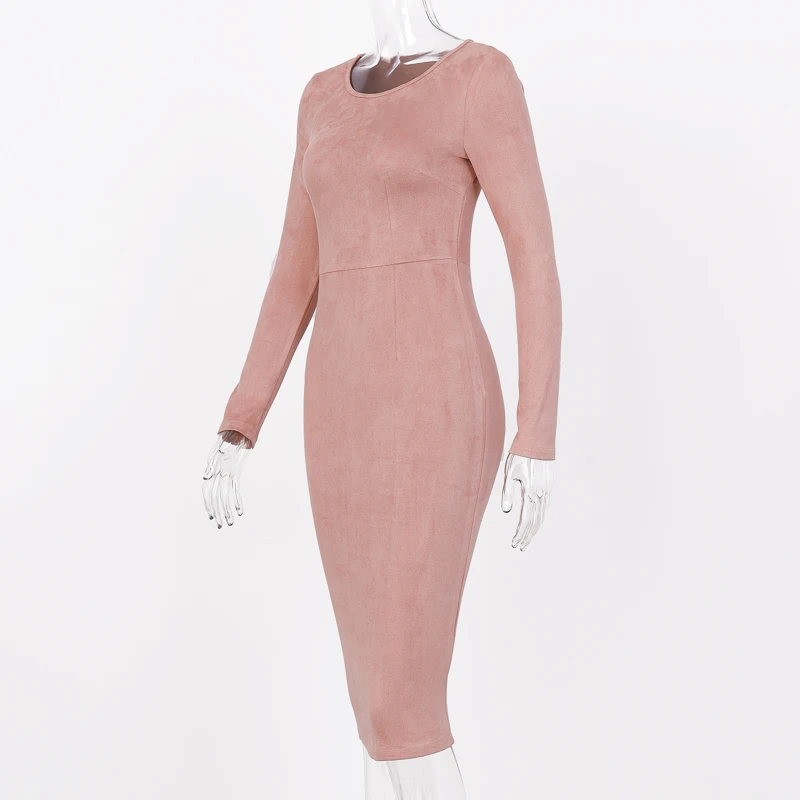 Chicology замшевые облегающие сексуальные элегантные женские миди платья 2019 осень