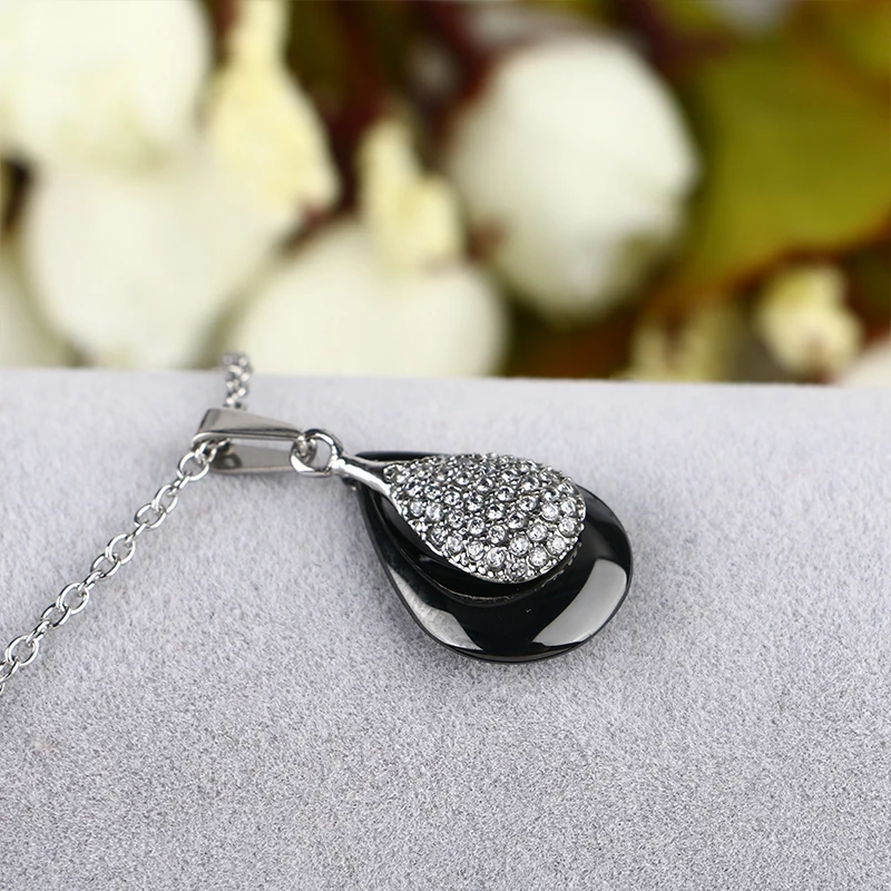 TUHE 2018 Water Drop CZ Crystal Pendant Necklace For Women High Quality Stainless Steel Chain Beauty Engagement Party Jewelry | Украшения и