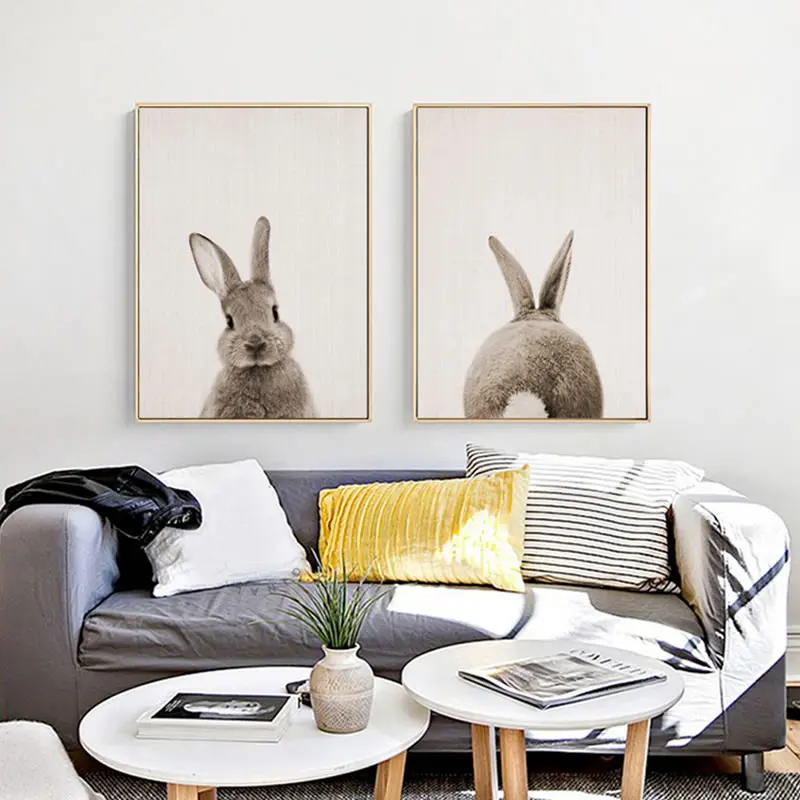 Kawaii Животные живопись на холсте мультфильмы кролик Плакаты принты Nordic