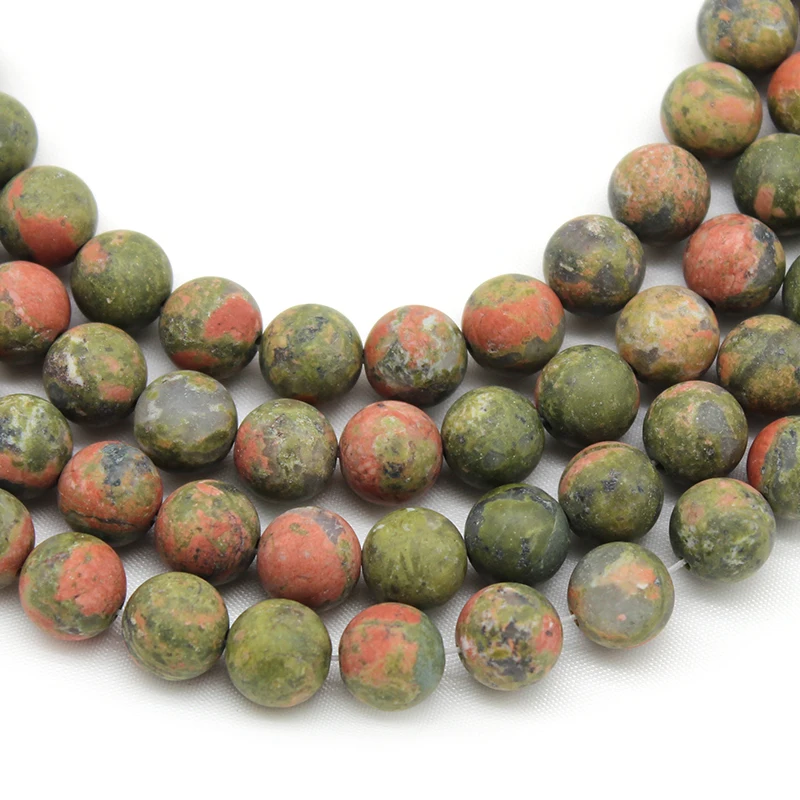 

Natural Matte Dull Polished Unakite Stone Round Loose Spacer Beads For Jewelry Making Bracelet DIY 15'' Pick Size 4 6 8 10 12mm