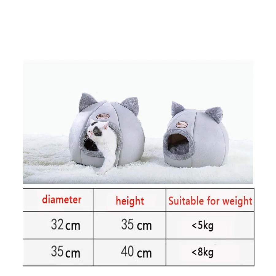 Домик для питомца кошки плюшевый Зимний Теплый кот Кровать пещера Крытый уютный