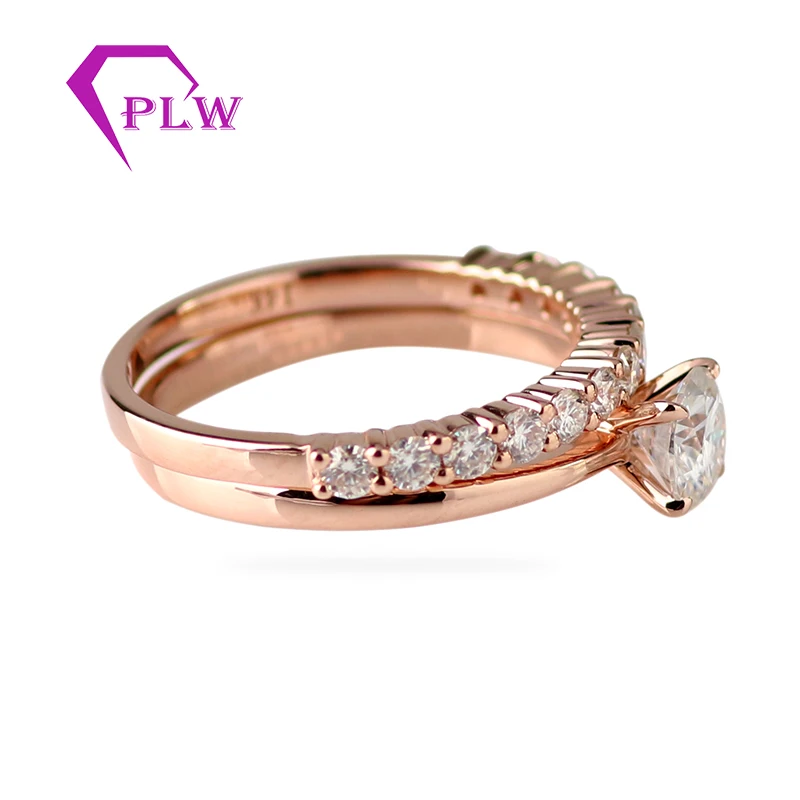 5 мм лабораторный алмаз обручальное кольцо Набор круглой огранки 14 к розовое