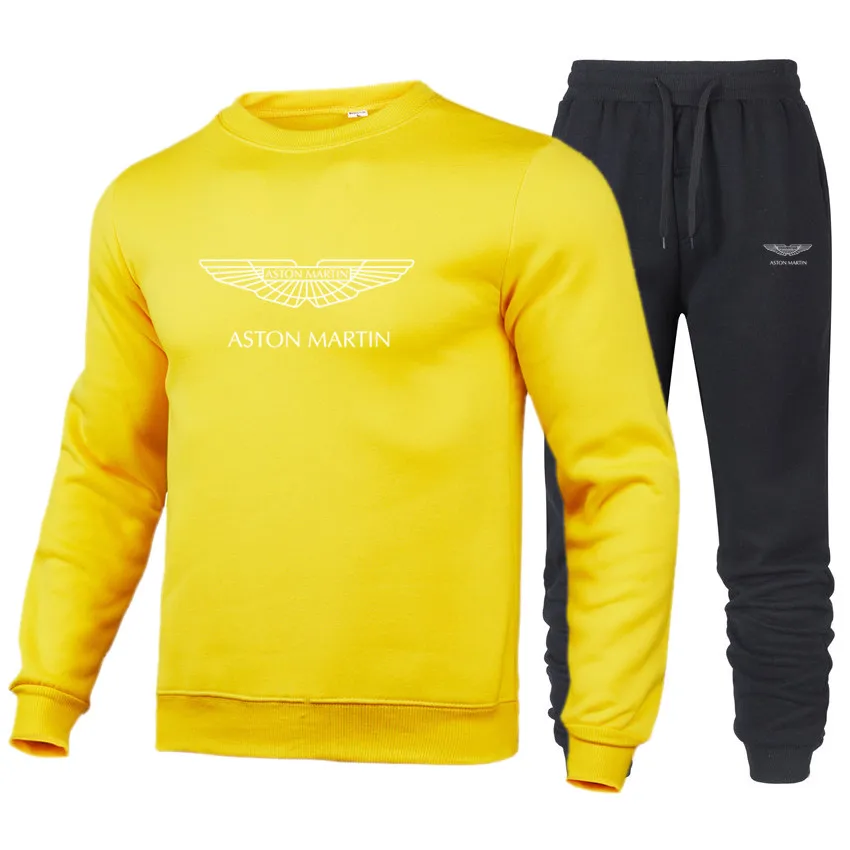 

ASTON MARTIN 2021 men's spring and autumn printed round neck sweater + casual trousers casual two-piece comfortable suit male A5