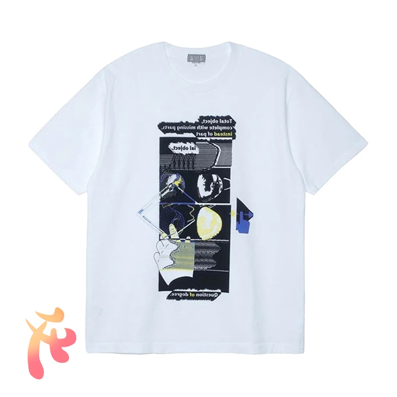 

Мужская одежда Cavempt, футболки с абстрактным геометрическим рисунком, высококачественные свободные топы с круглым вырезом, модная повседнев...