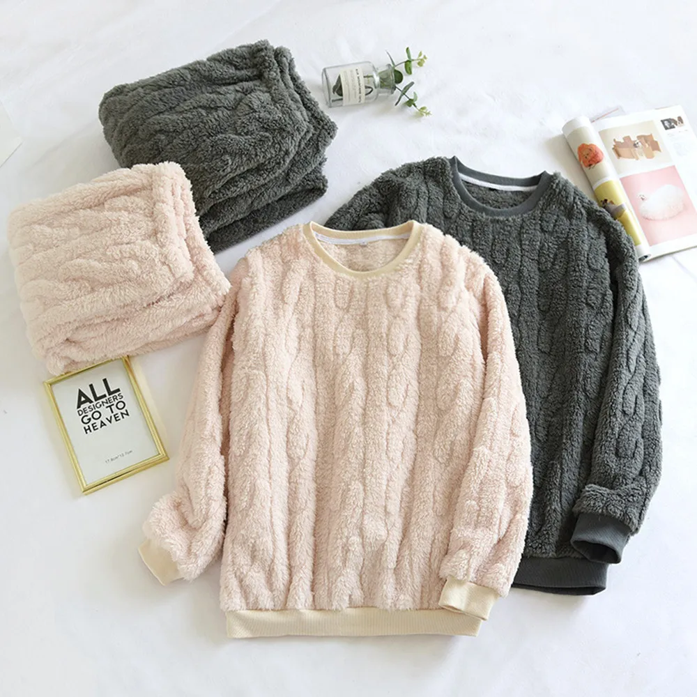 Пижама фланелевая с длинным рукавом для пар на осень/зиму|Комплекты пижам| |