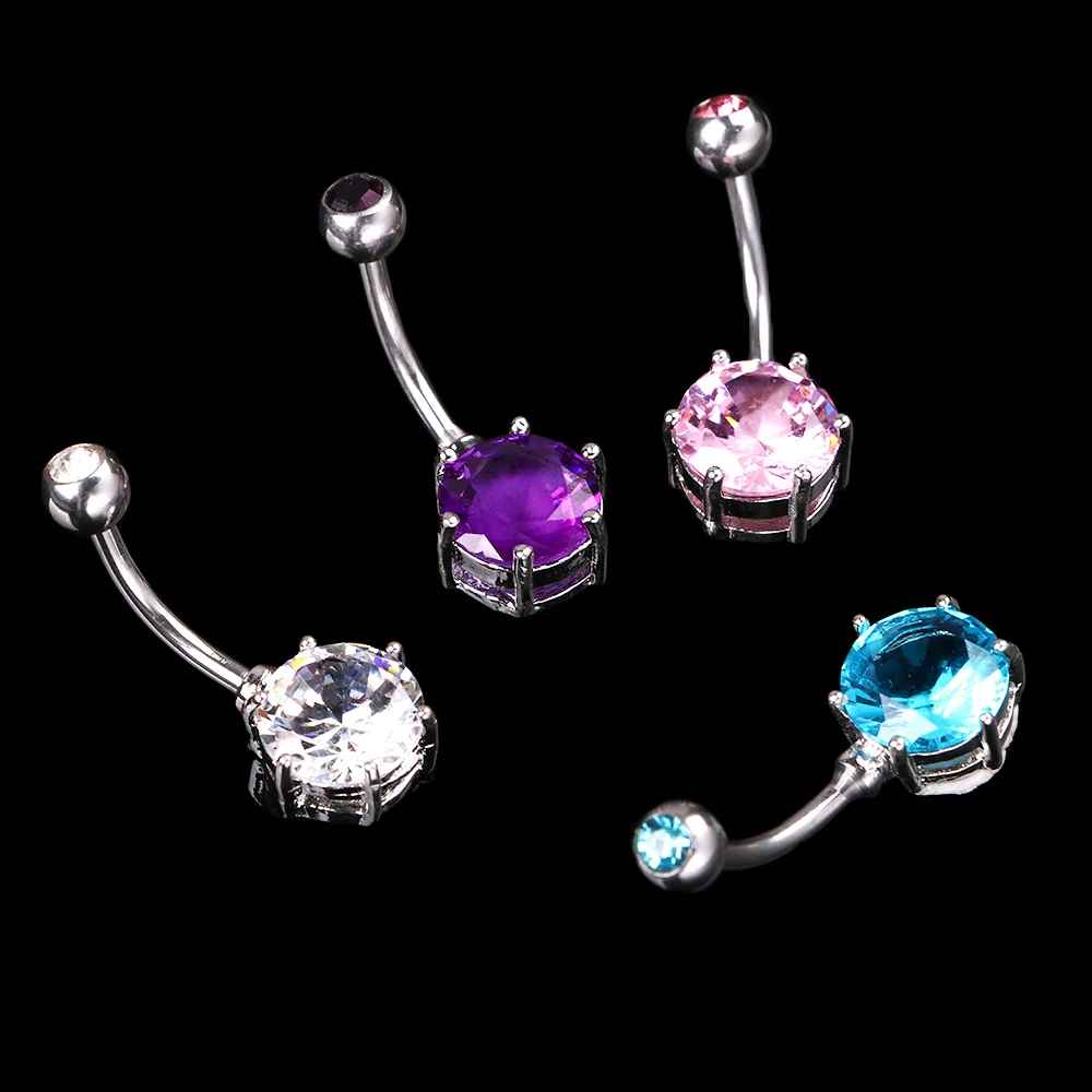 Серьга из хирургической стали с кристаллами для пирсинга пупка пикантное