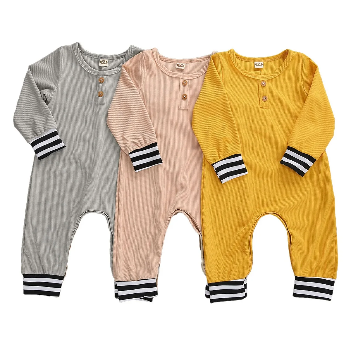 Осенняя одежда для маленьких девочек и мальчиков 2020 комбинезон в рубчик с