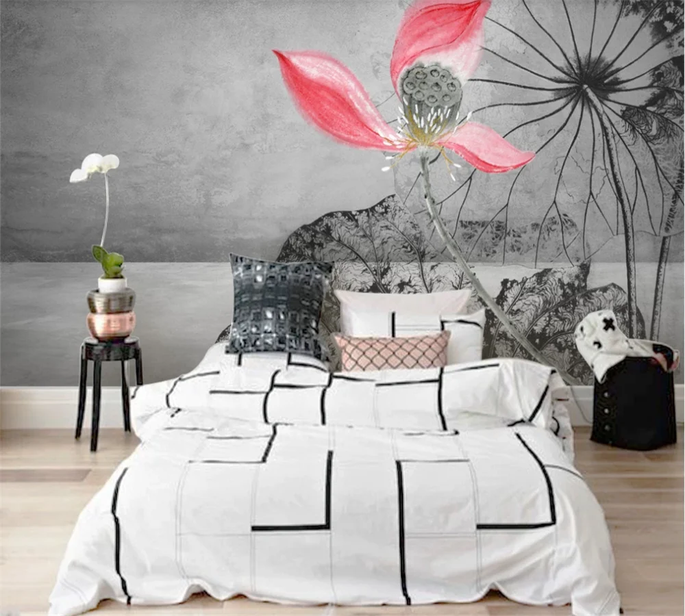 3D обои на заказ настенные абстрактные с изображением листьев лотоса |