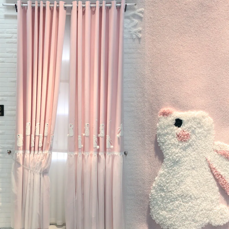 

Curtains for Living Room Dining Bedroom Cartoon Cute Pink Children's Room Curtain Girl Room Bedroom Princess Wind Girl