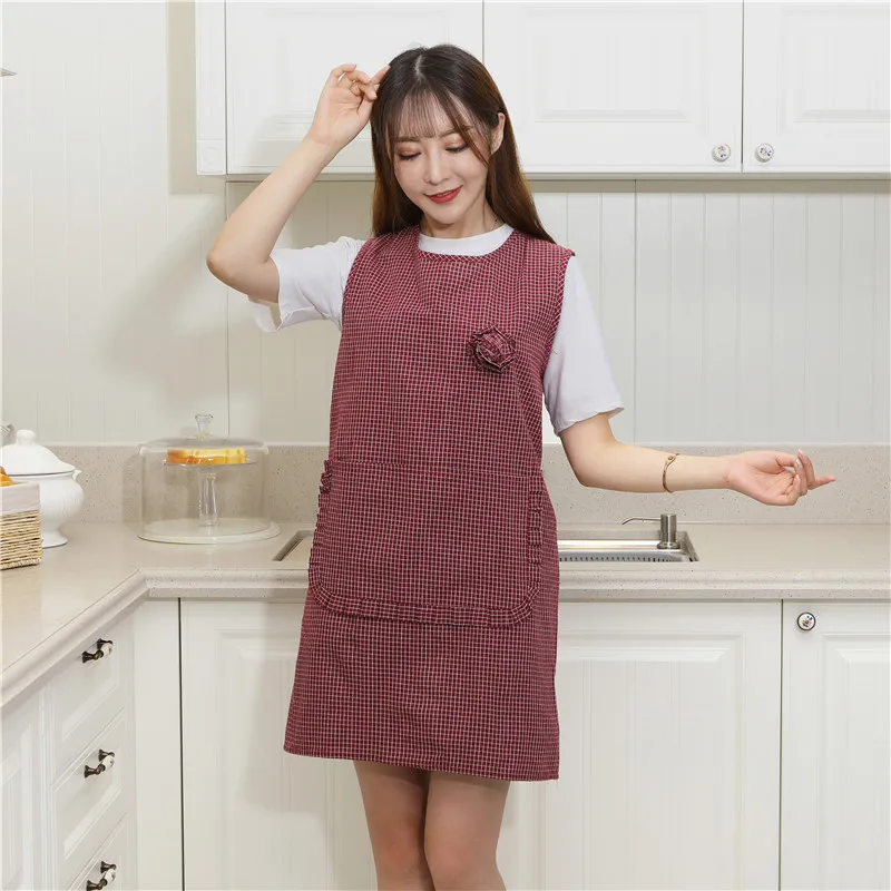 Домашний дышащий Симпатичный хлопковый кухонный фартук на плечо корейская мода