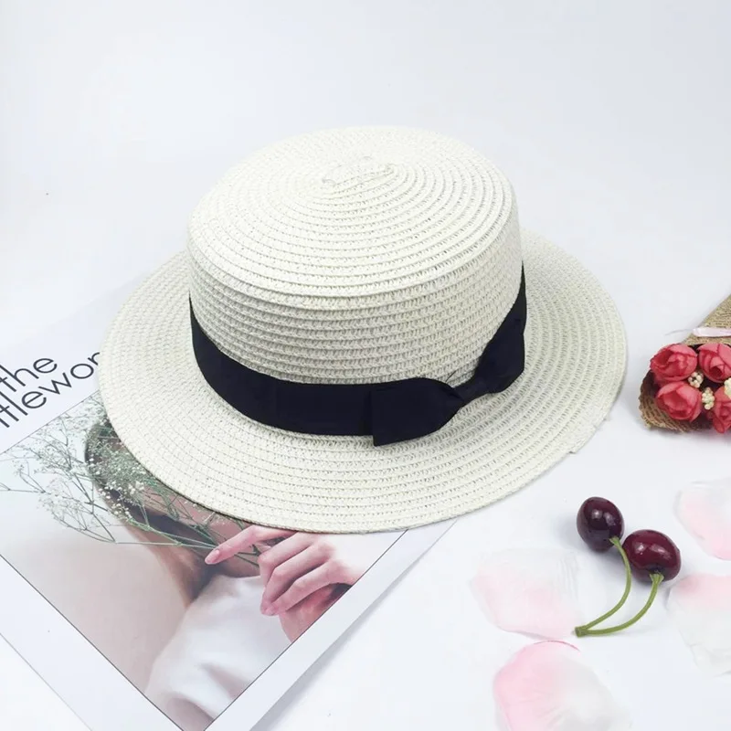 

Women's Korean-Style Summer Hat Bow Flat Sun Hat Outdoor Flat Foldable Sun Hat