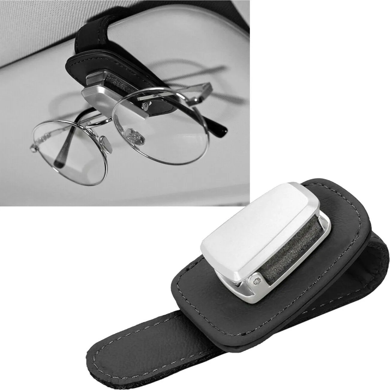

Universal Car Visor Sunglass Leather Holder, Car Visor Clip, Eyeglass Hanger 1pc Sun Visor Leather Glasses Clip