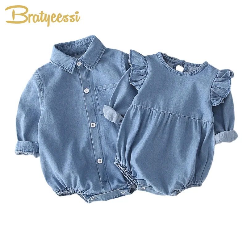 

Denim Baby Romper for Girls Brother Sister Baby Onesie Toddler Boy Rompers Infant Jumpsuit Newborn Baby Girl Boy Clothes