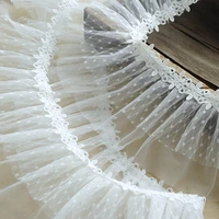 1yards high quality tulle lace fabric white dot mesh materials 12cm guipure pet dog ribbon sewing for doll wedding dresses le16