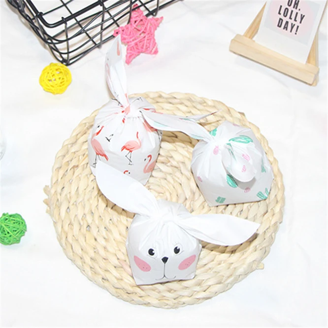 

100PCS Rabbit Flamingo Candy Bags Favour bag gift wrapping bag baked goods bag Pastry Tool Wrapping Wedding Party Supply