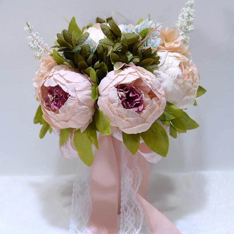 Свадебный букет букеты невесты искусственный шёлковый пион цветы свадебный для