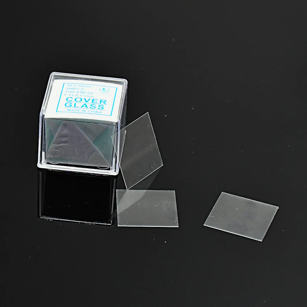 Microscope Cover Glass Object Square Coverslip For Growth 20 * mm Coverglass Thickness 0.13-0.17mm 100 / PK |