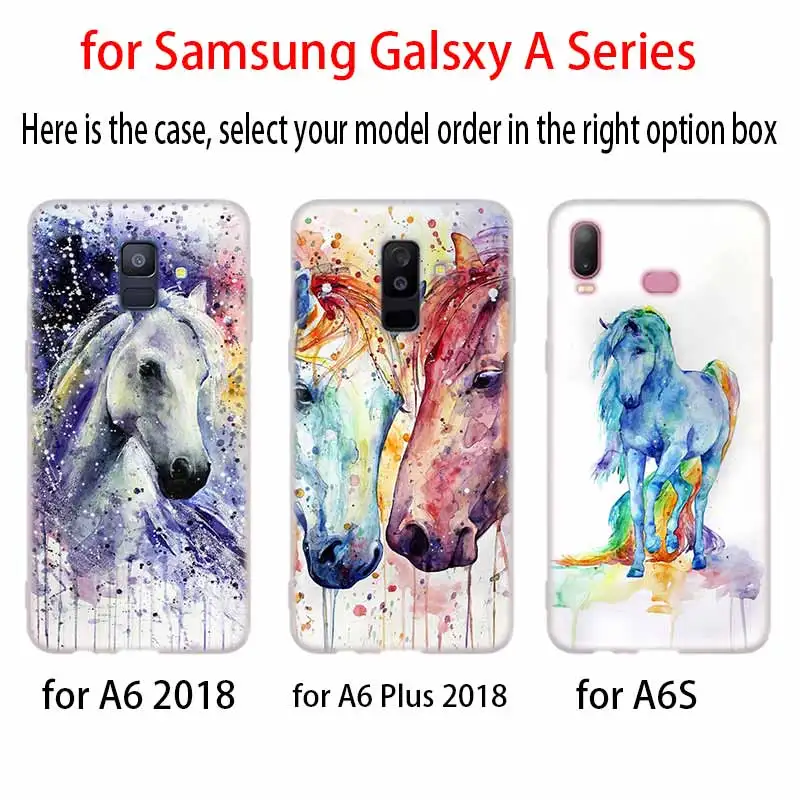 Акварель лошадь чехол силиконовый защитный для телефона Samsung A50 A70 A80 A30 A40 A90 A6 A8 A9 A7