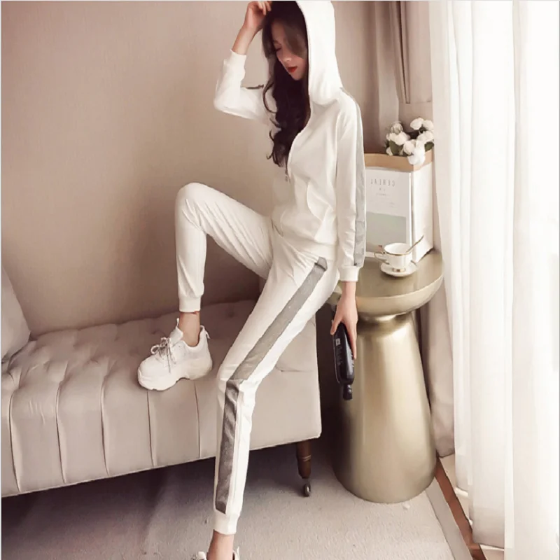 Женский спортивный модный костюм Damdos новый осенний Повседневный Кардиган с