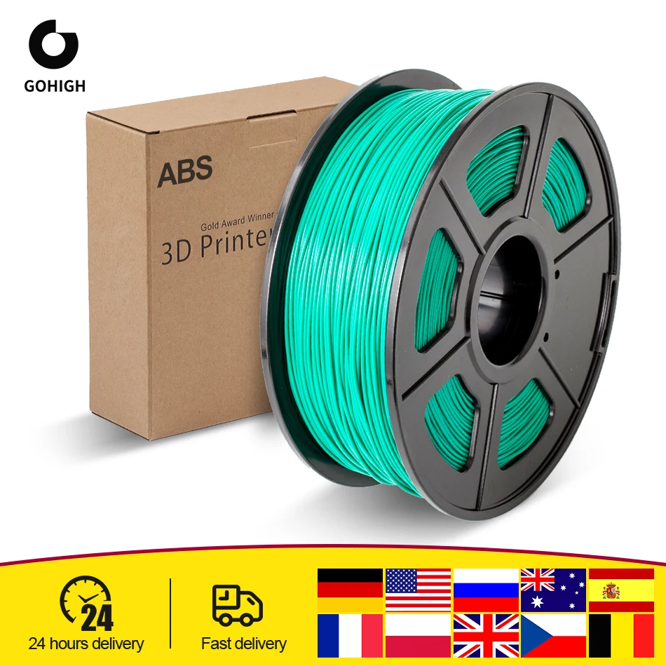 

GOHIGH ABS Filament 1.75mm 1kg/2.2lb Spool 3D Printing ABS Filament For all types of FDM3D printers100% No Bubble Material