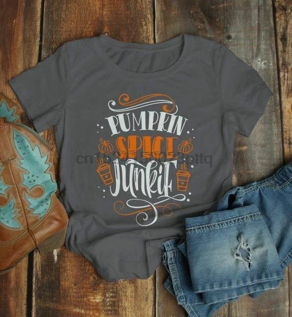 Женская футболка с изображением тыквы специй СПАЙС Junkie сезон осень TShi(1)|Мужские