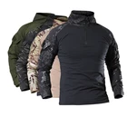Мужская тактическая футболка в стиле милитари, армейская камуфляжная охотничья дышащая спортивная одежда с длинным рукавом, осень-весна, хлопок