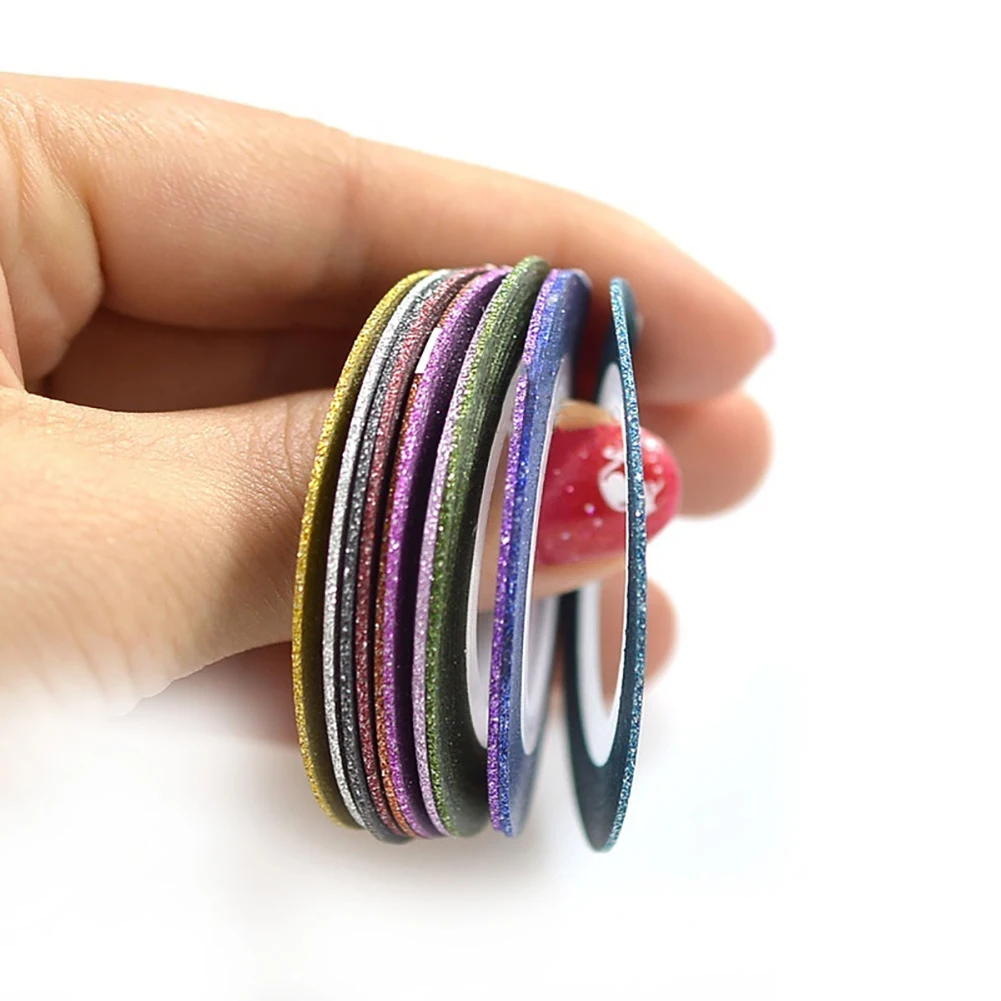 12 шт 1 мм блеск ногтей полоскание Ленточные линии DIY украшения красота Искусство