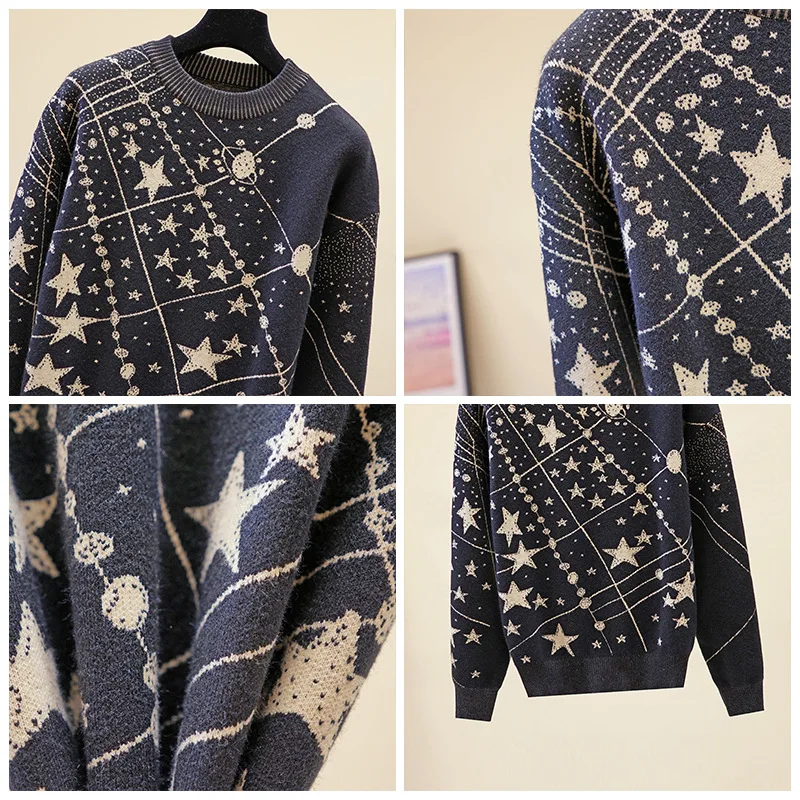 Свитер женский жаккардовый с длинным рукавом Осень-зима 2020 | Женская одежда