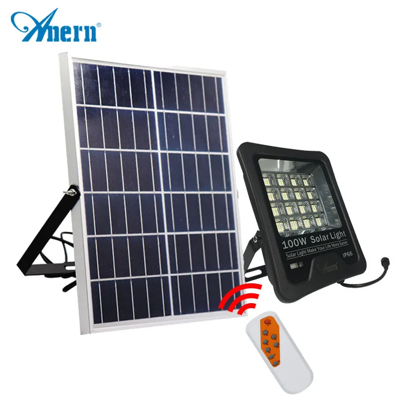 

Anern 100W солнечные светодиодные прожекторы с дистанционным управлением, уличная лампа, перезаряжаемый отражатель, водонепроницаемое уличное...