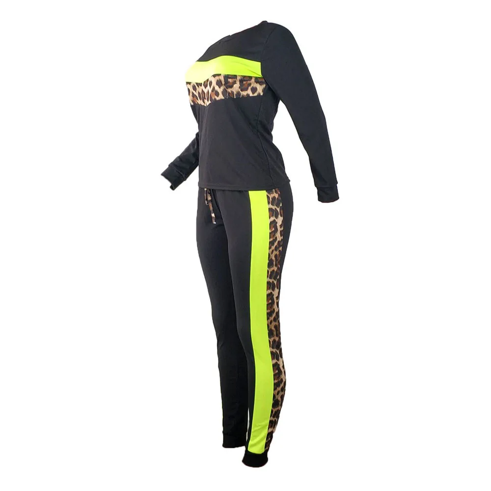 

Winter Women's set Tracksuit Full Sleeve Leopard Long Sleeve Sweatshirts Pencil Pants Suit Two Piece Set Sporty Outfits